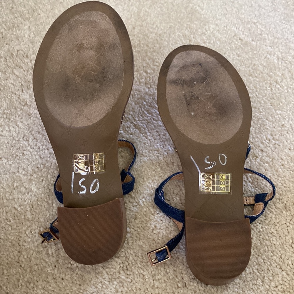 Jack Rogers denim and gold low heeled sandal, 6 - Picture 6 of 10